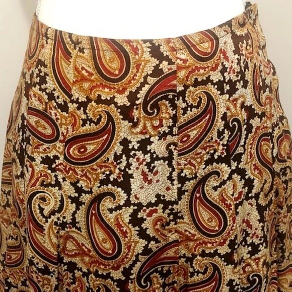 VINTAGE Norman Todd Pleated A-Line Paisley Skirt - Picture 2 of 5